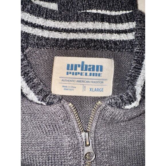 Urban Pipeline Sweater Mens XL Gray Black Colorblock Long Sleeve Full Zip - Picture 2 of 8